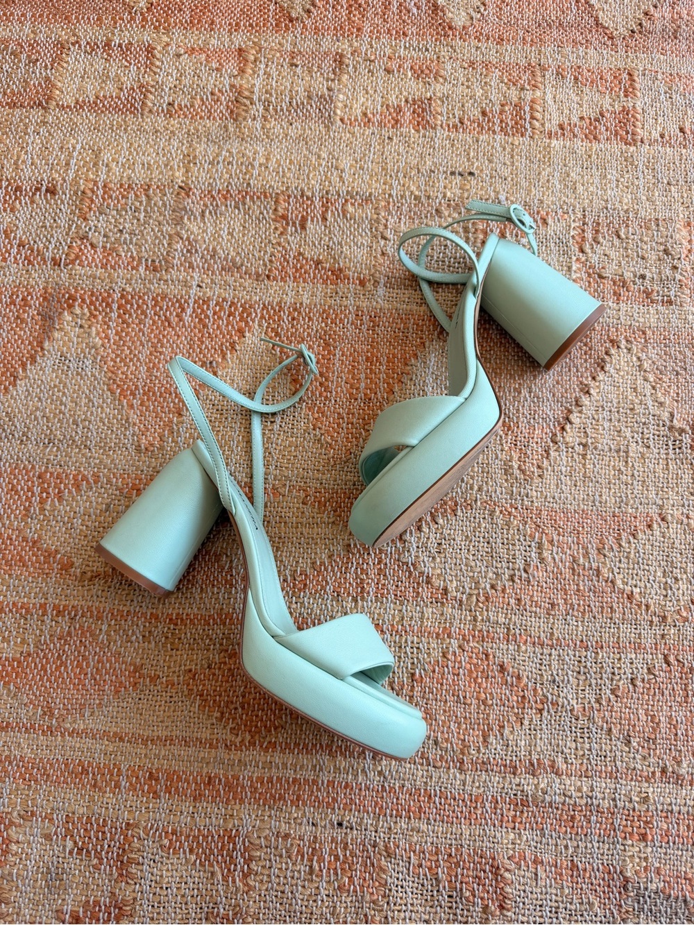 Halmanera Erika Leather Chunky Platfotm Sandals in Mint Aloe Leather Size 38.5 - Picture 3 of 12